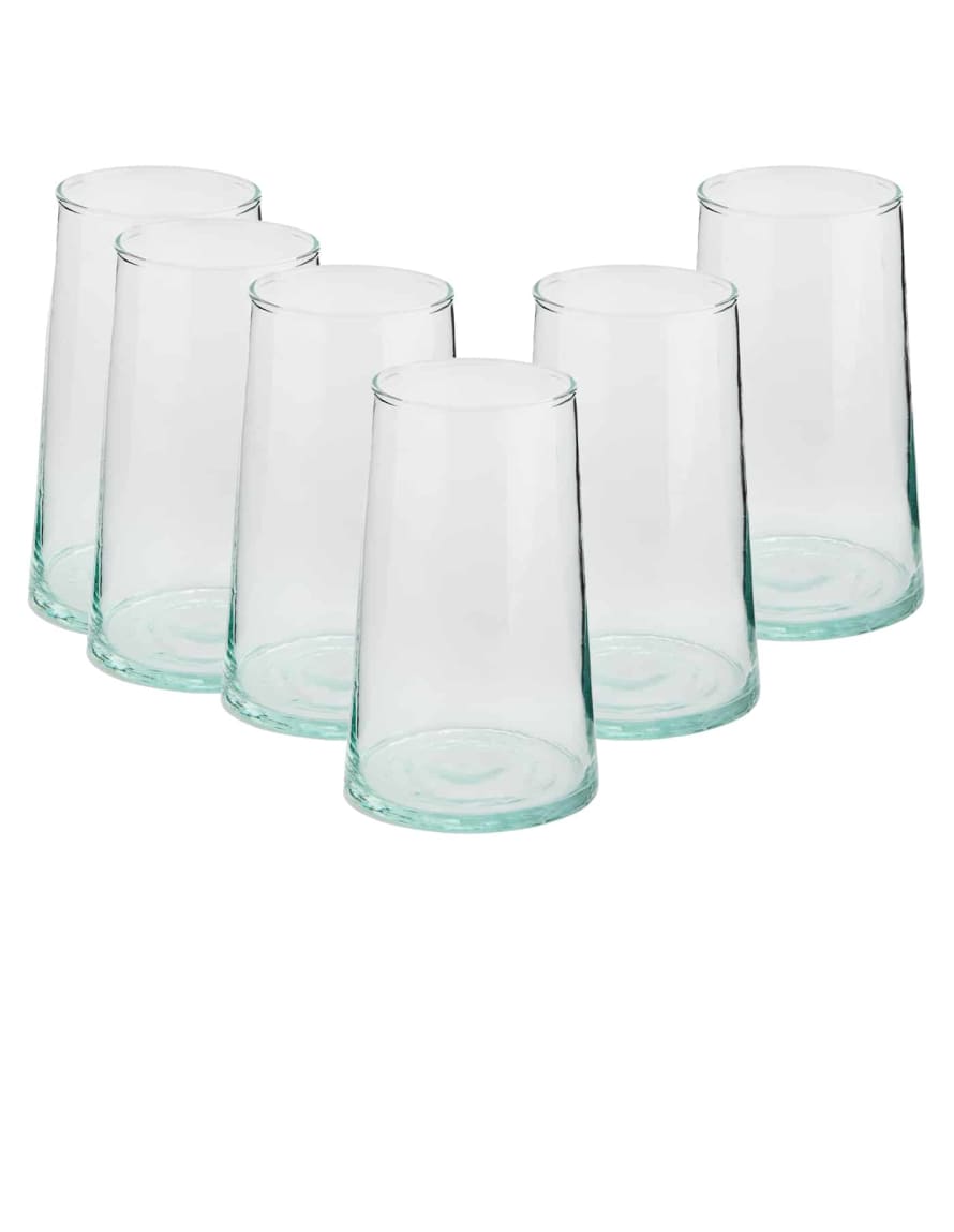 Le verre Beldi Set of 6 Clear Highball Recycled Moroccan Beldi Glasses