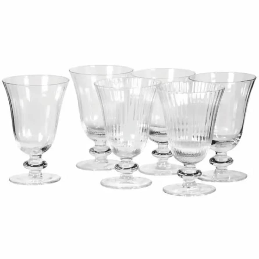 livs Set of 6 Clear Ribbed Wine Glasses