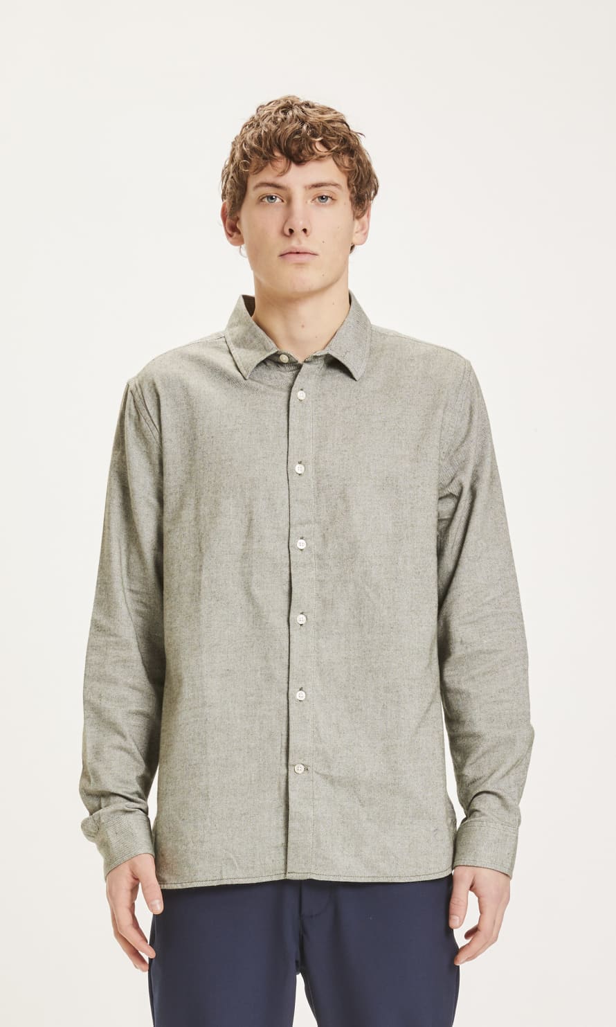 Knowledge Cotton Apparel  Larch Casual Fit Heavy Flannel Shirt Forrest Night