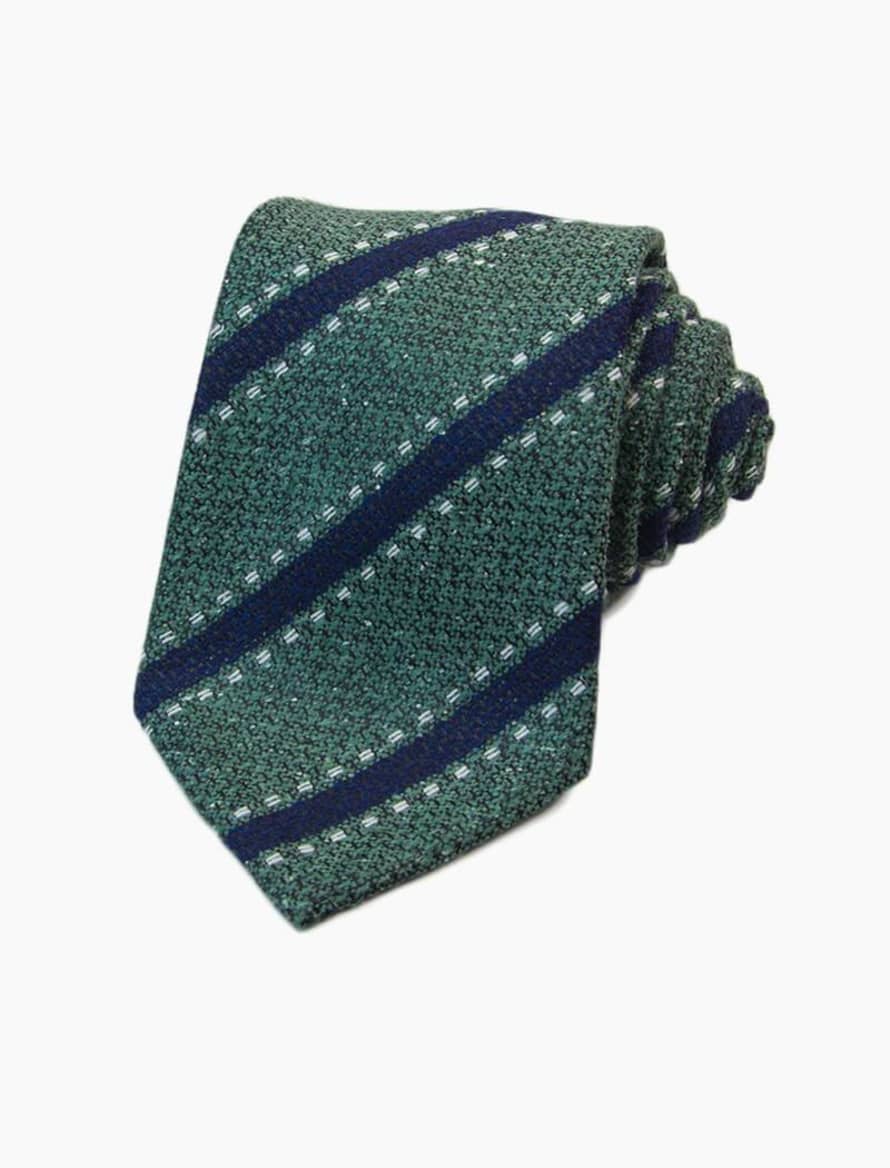 40 Colori Green Striped Silk and Wool Tie
