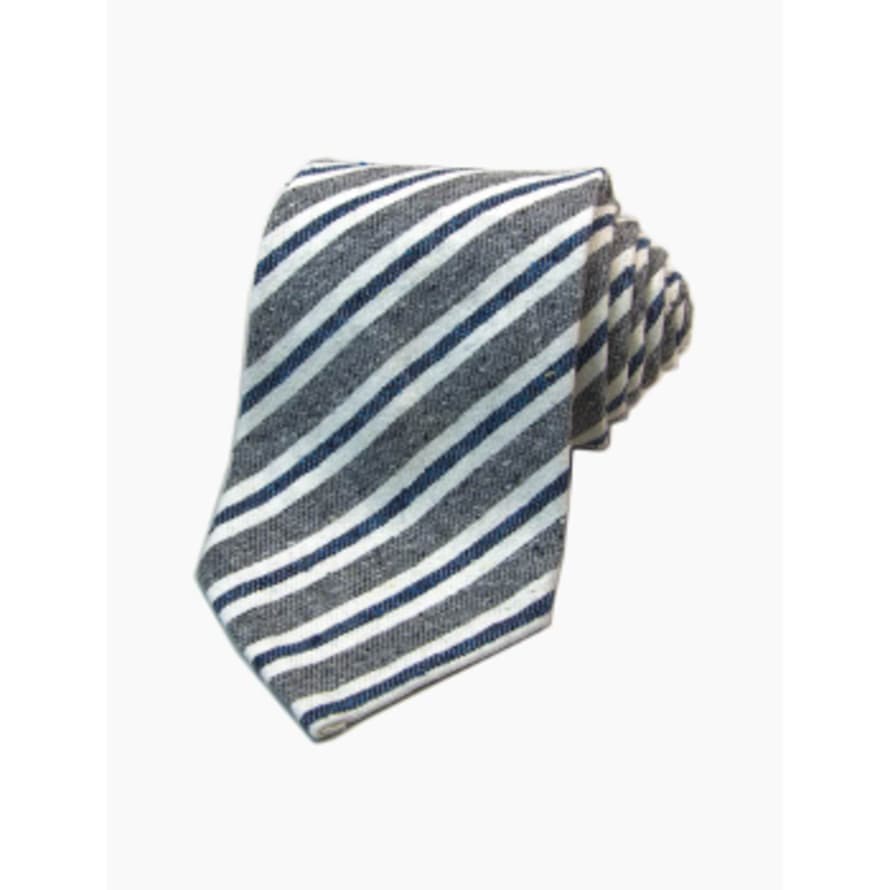 40 Colori Grey Striped Silk and Cotton Blend Tie