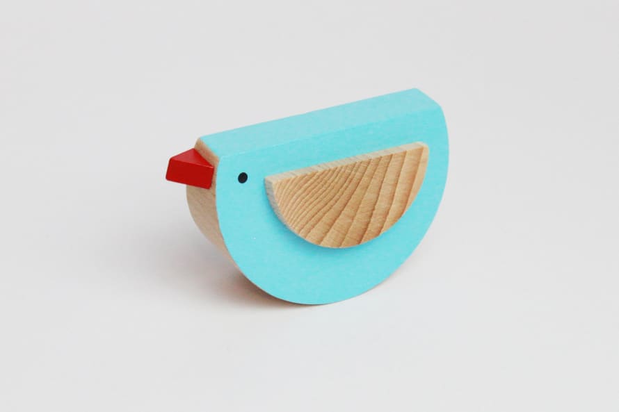 Kutulu Pepa The Cute Bird Wooden Toy in Light Blue