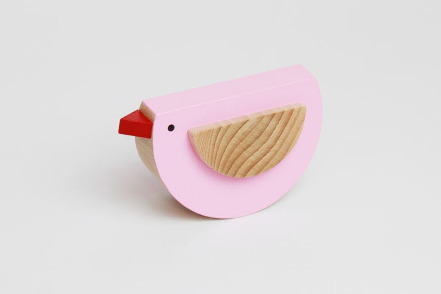 Kutulu Pepi The Cute Bird Wooden Toy in Light Pink
