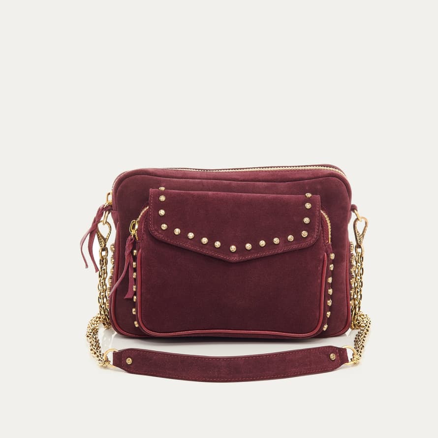 Claris Virot Violet Studded Leather Charly Bag