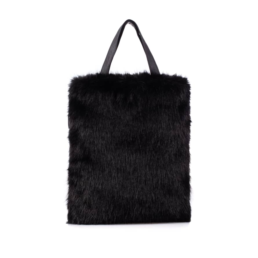 Helen Moore Jet Vegan Luxury Faux Fur Tote Bag