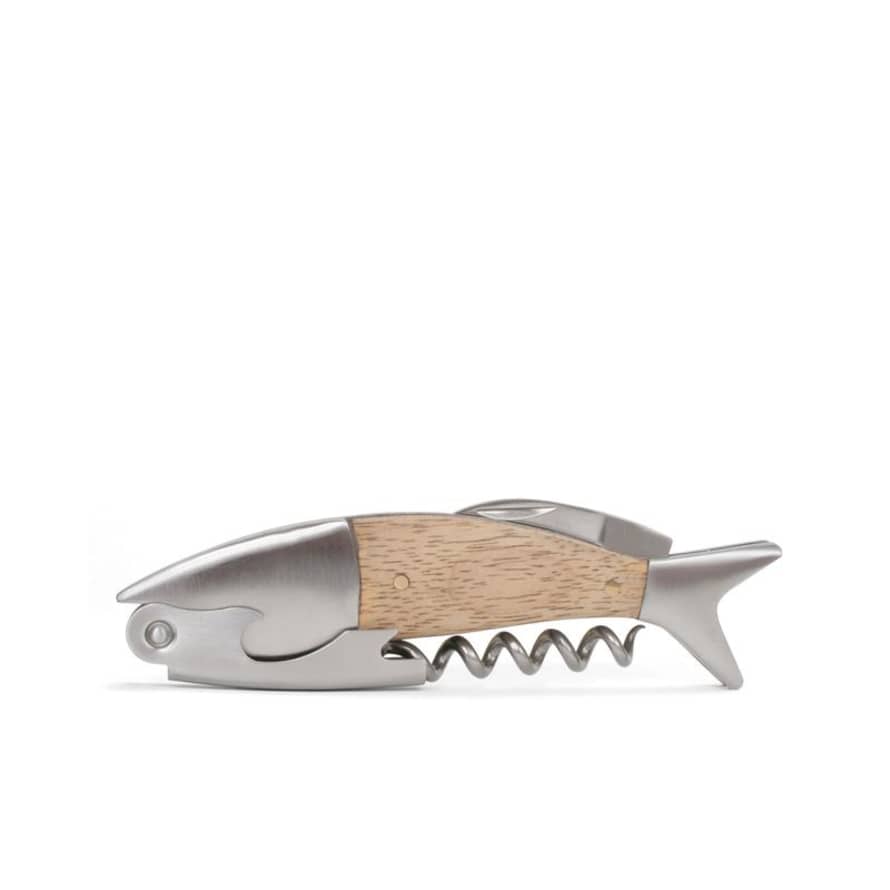 Kikkerland Design Light Wood Fish Corkscrew