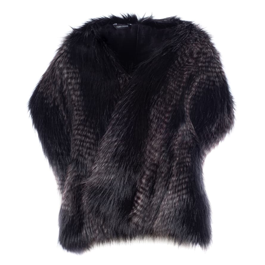 Helen Moore Black Quail Luxury Faux Fur Pocket Stole