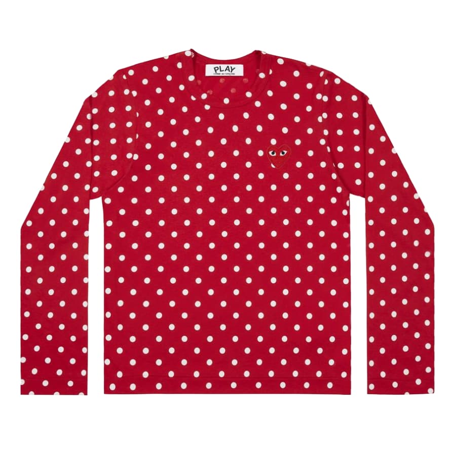 Comme des Garcon Play Polka Dot T Shirt Red White