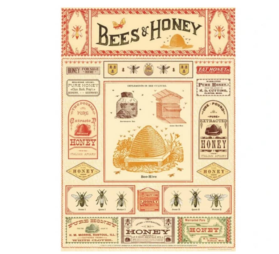 Cavallini & Co Bees & Honey - Vintage Poster | 51 x 71cm