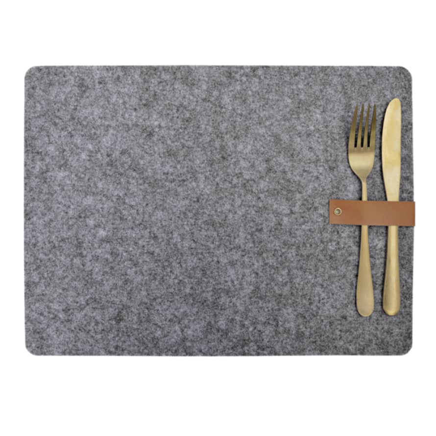Delight Department Grey Felt Placemat with Leather Detail Set of 4