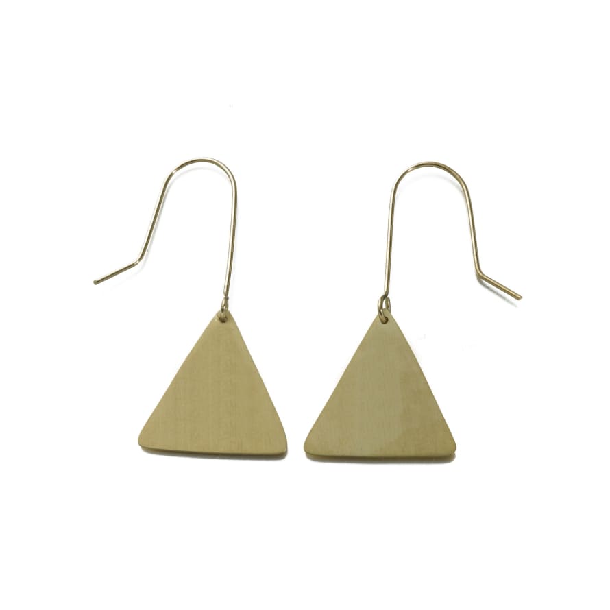 Just Trade  Geometric Triangle Drop Earrings - Brass