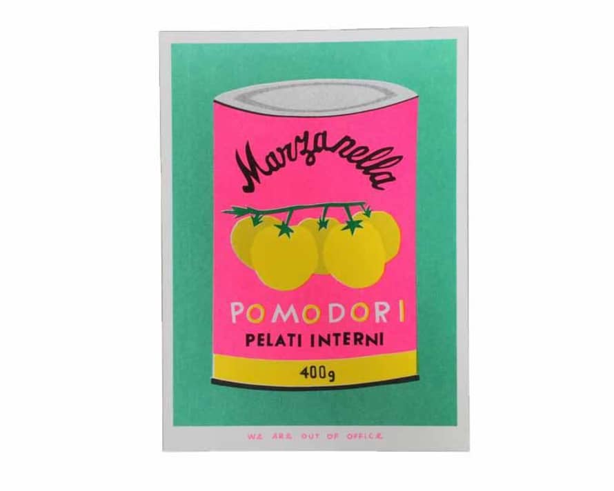We are out of office  A Can of Pomodori Risograph Print