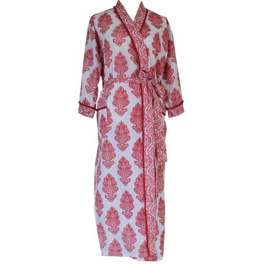 livs Dressing Gown White Pink Paisley