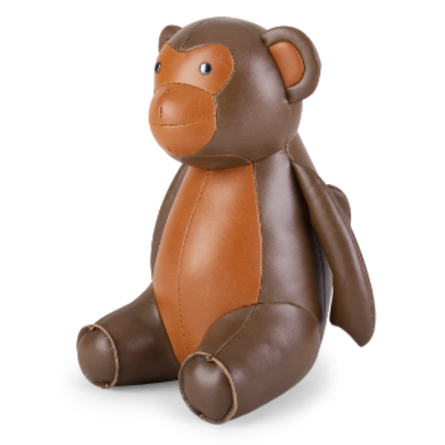 Zuny Tan & Brown Monkey Bookend - Synthetic Leather