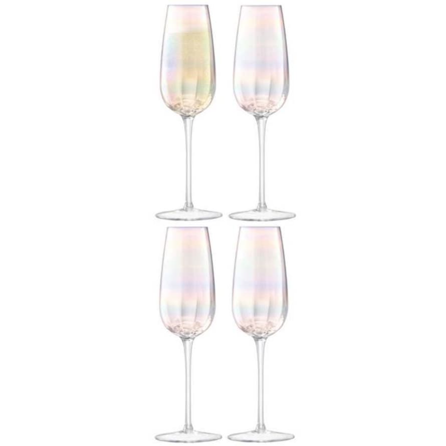 LSA International Set of 4 Pearl Champagne Flutes - 250ml
