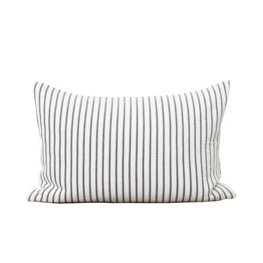 Also Home White & Grey Striped Cushion