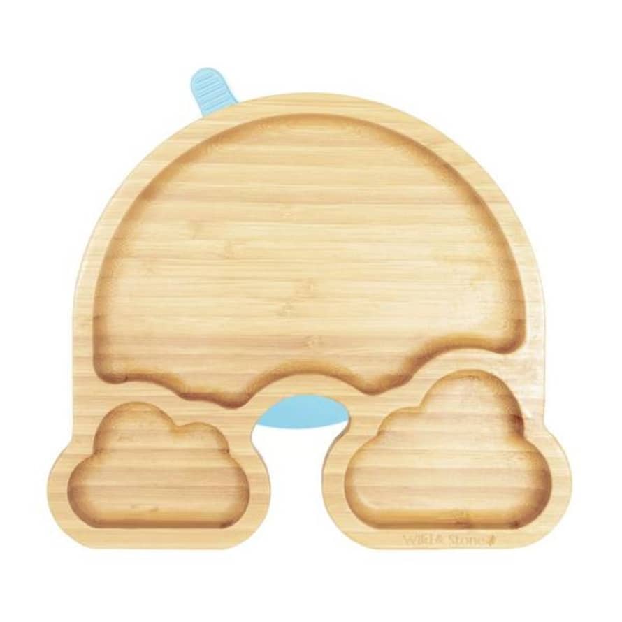 Wild and Stone Baby Bamboo Weaning Plate Our The Rainbow In Baby Blue