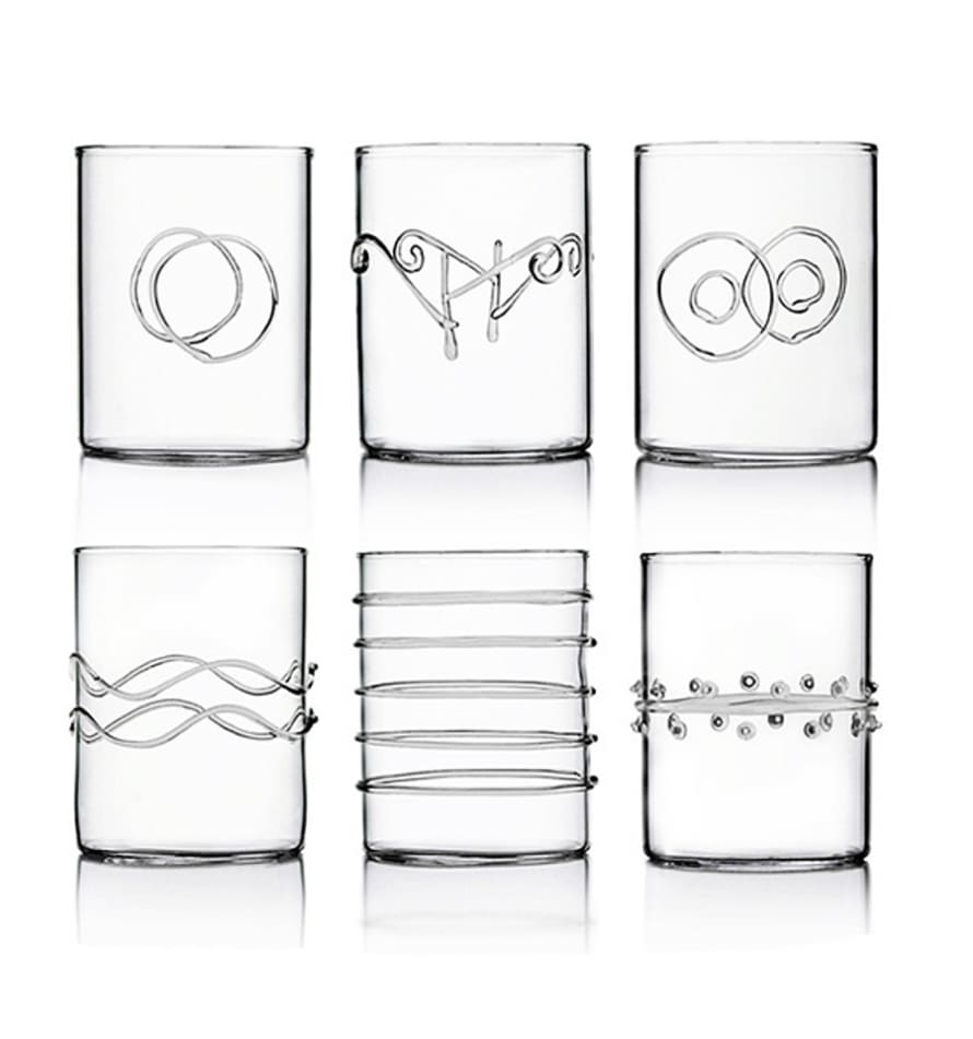 Ichendorf Milano Set of 6 Clear Deco Assorted Water Glasses