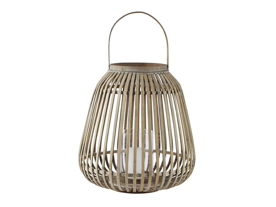Villa Collection Bamboo Lantern with LED Candle | Nature | H40cm