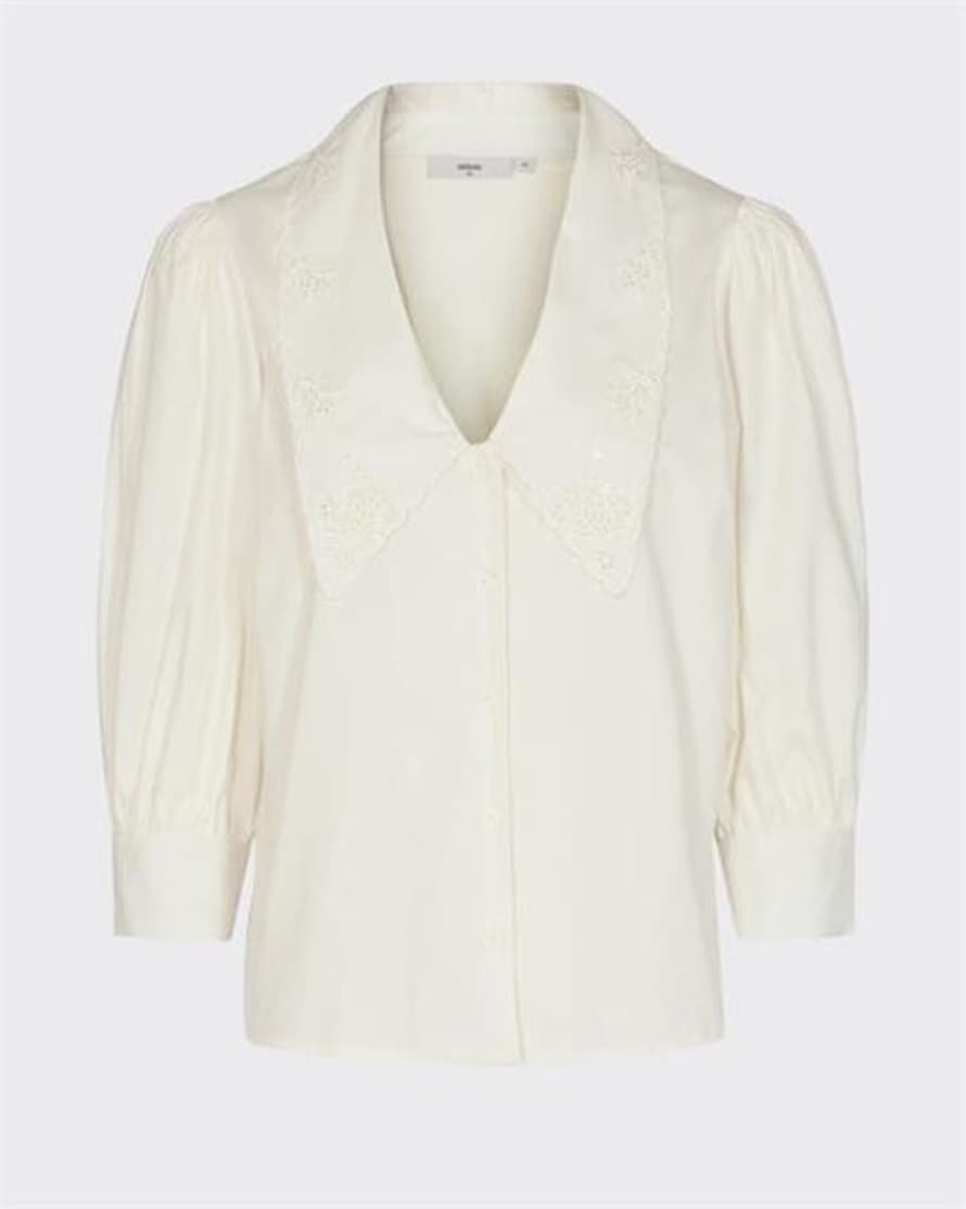 Minimum Betta Big Collar Puff Sleeve Shirt Blouse White
