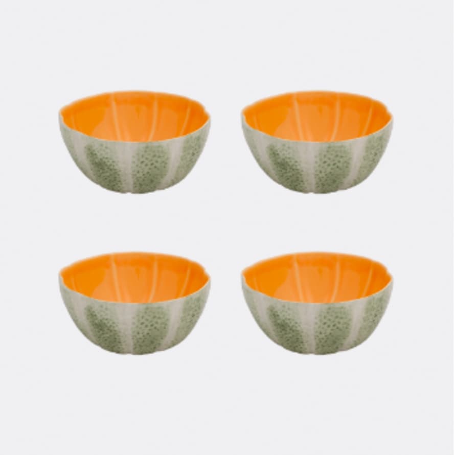Bordallo Pinheiro Melon Mini Ceramic Bowl Green and Yellow - Set of 4