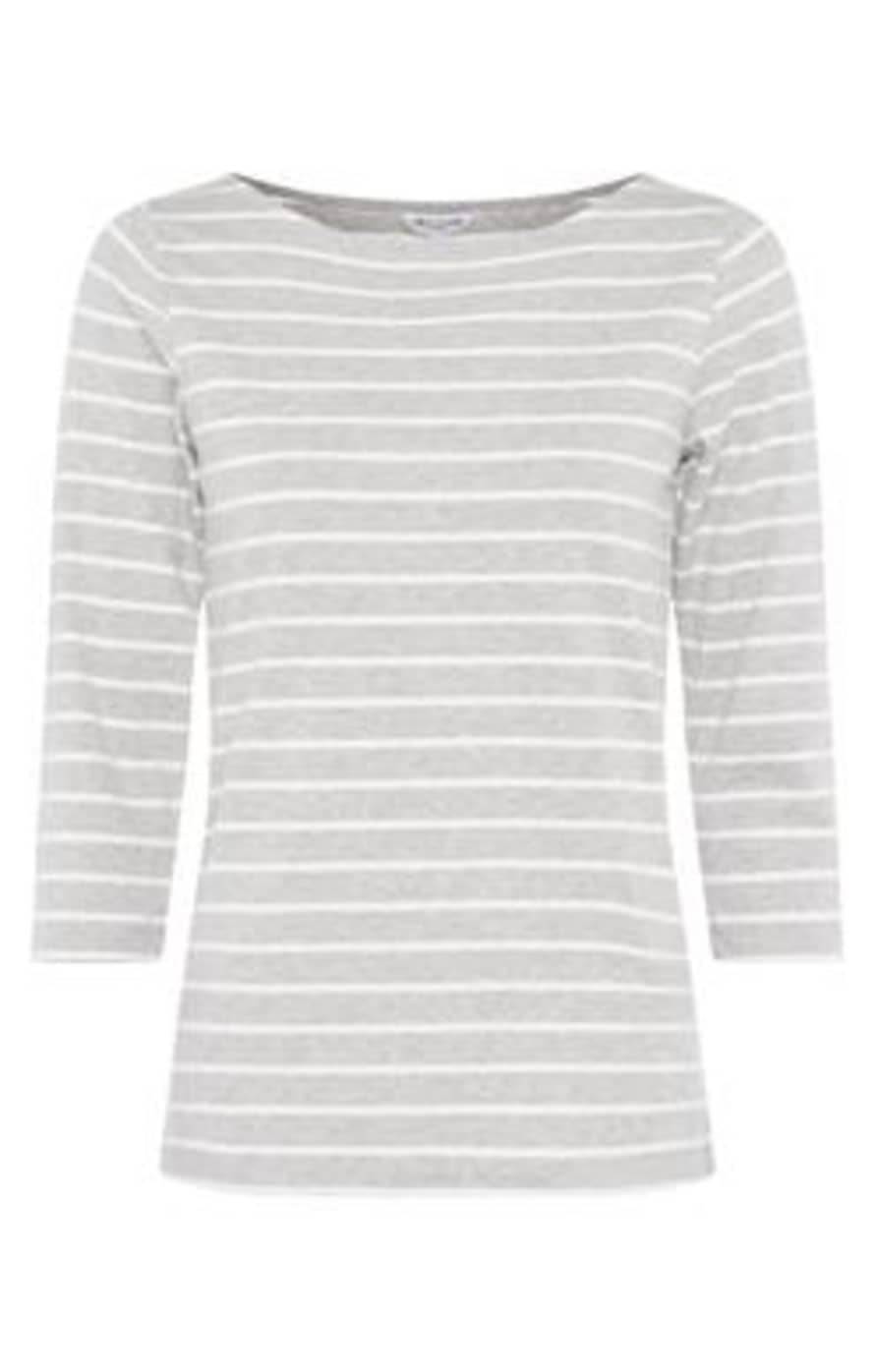 Great Plains Essential Jersey 3 4 Length Sleeve Striped Grey Milk
