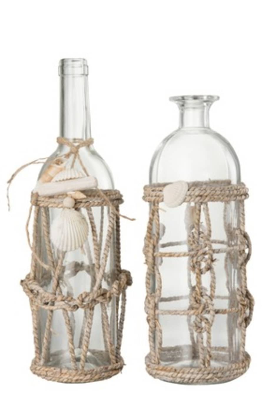 Jolipa Botella de Cristal con Cuerda y Conchas