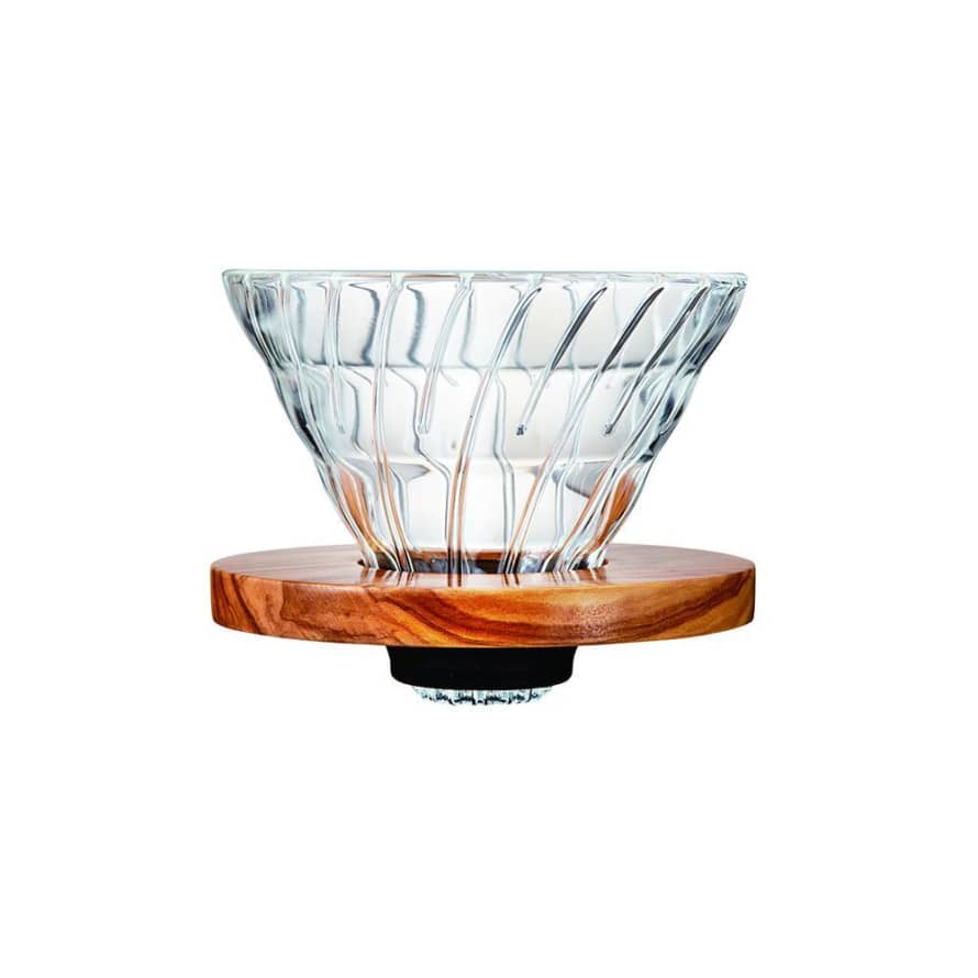 Hario V 60 Glass Coffee Dripper Olive Wood Size 01