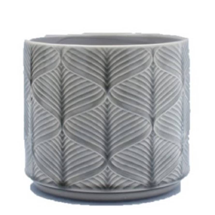 Gisela Graham Grey Wavy Ceramic Pot Cover (medium)