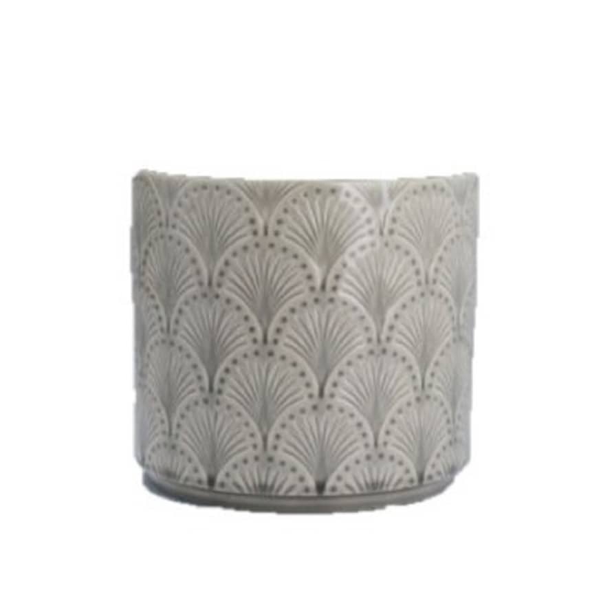 Gisela Graham Light Grey Arches Ceramic Pot Cover (large)