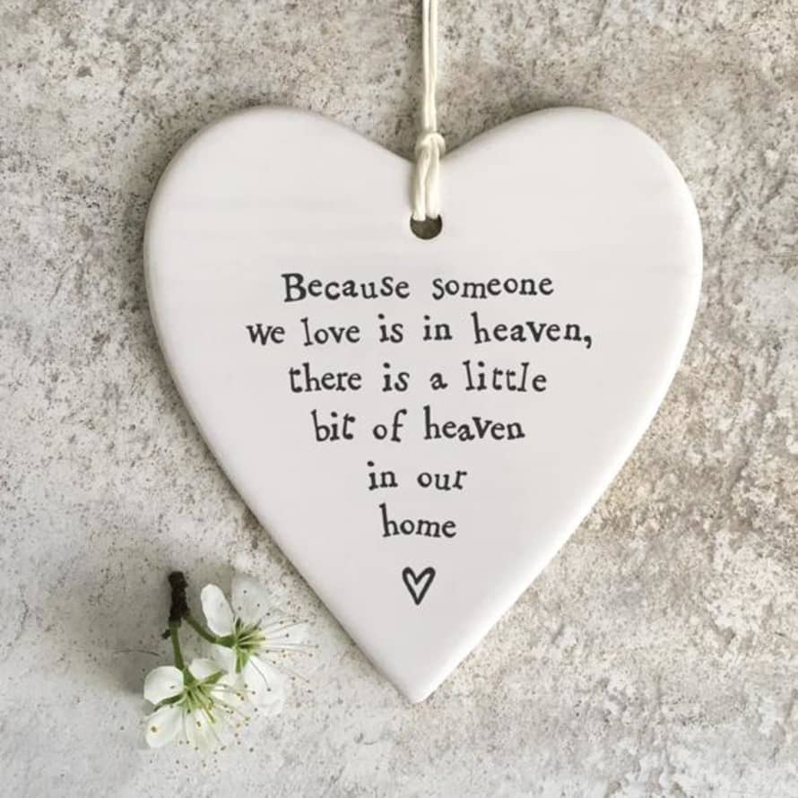 East of India Porcelain Hanging Heart Because Someone We Love