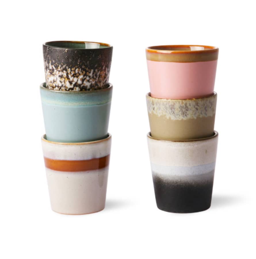HK Living 70s Ceramics Coffee Mugs Set of 6