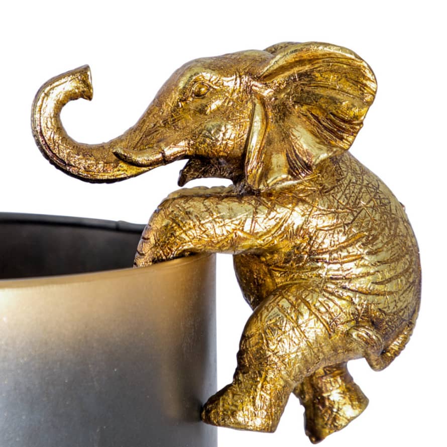 &Quirky Antique Gold Large Elephant Pot Hanger