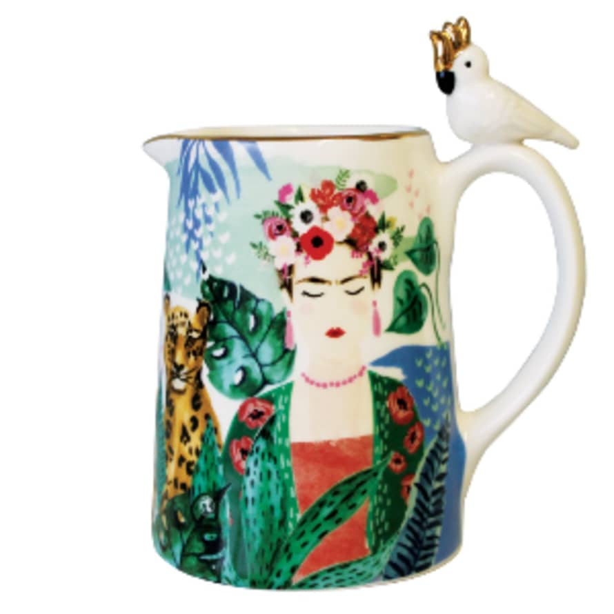House of disaster Ceramic Tropical Illustrated Frida Kahlo Jug