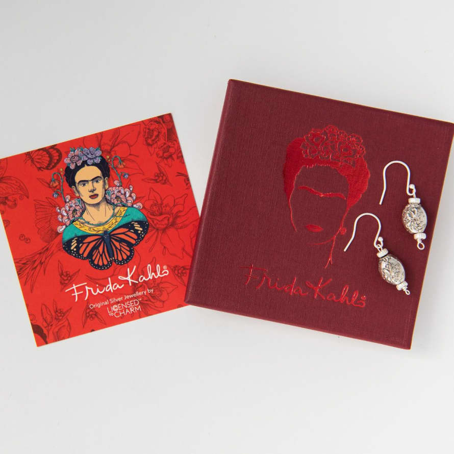 Frida Kahlo Silver Marigold Drop Earrings