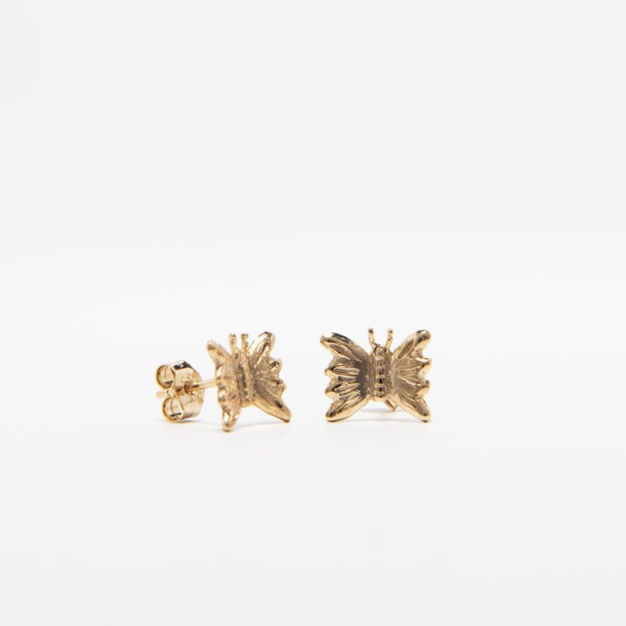 Frida Kahlo Gold Butterfly Stud Earrings
