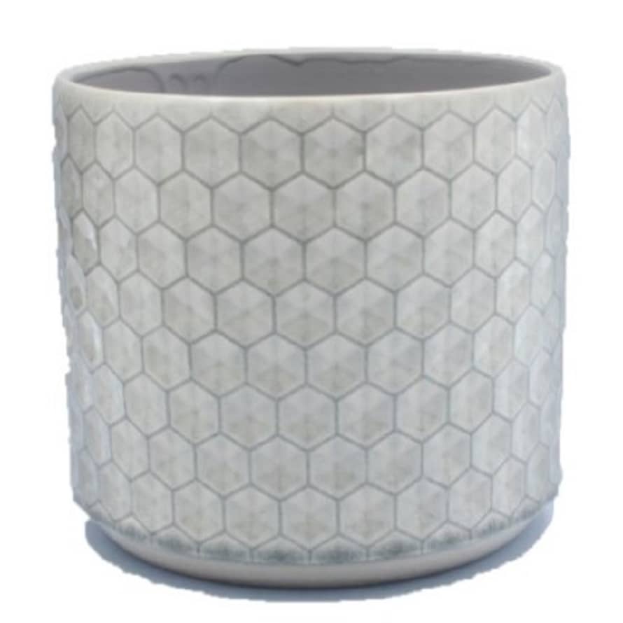 Gisela Graham Grey Honeycomb Ceramic Pot Cover (large)