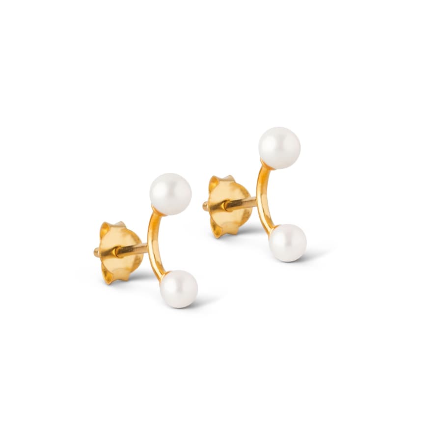Enamel Copenhagen 2 Pearl Earrings - Gold 