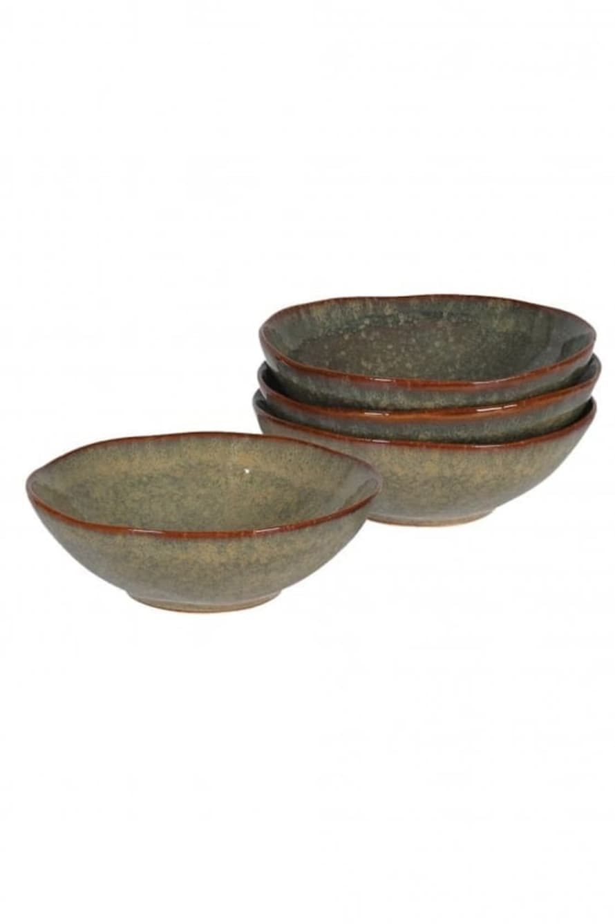 The Home Collection Set Of 4 Brown Blue Bowls