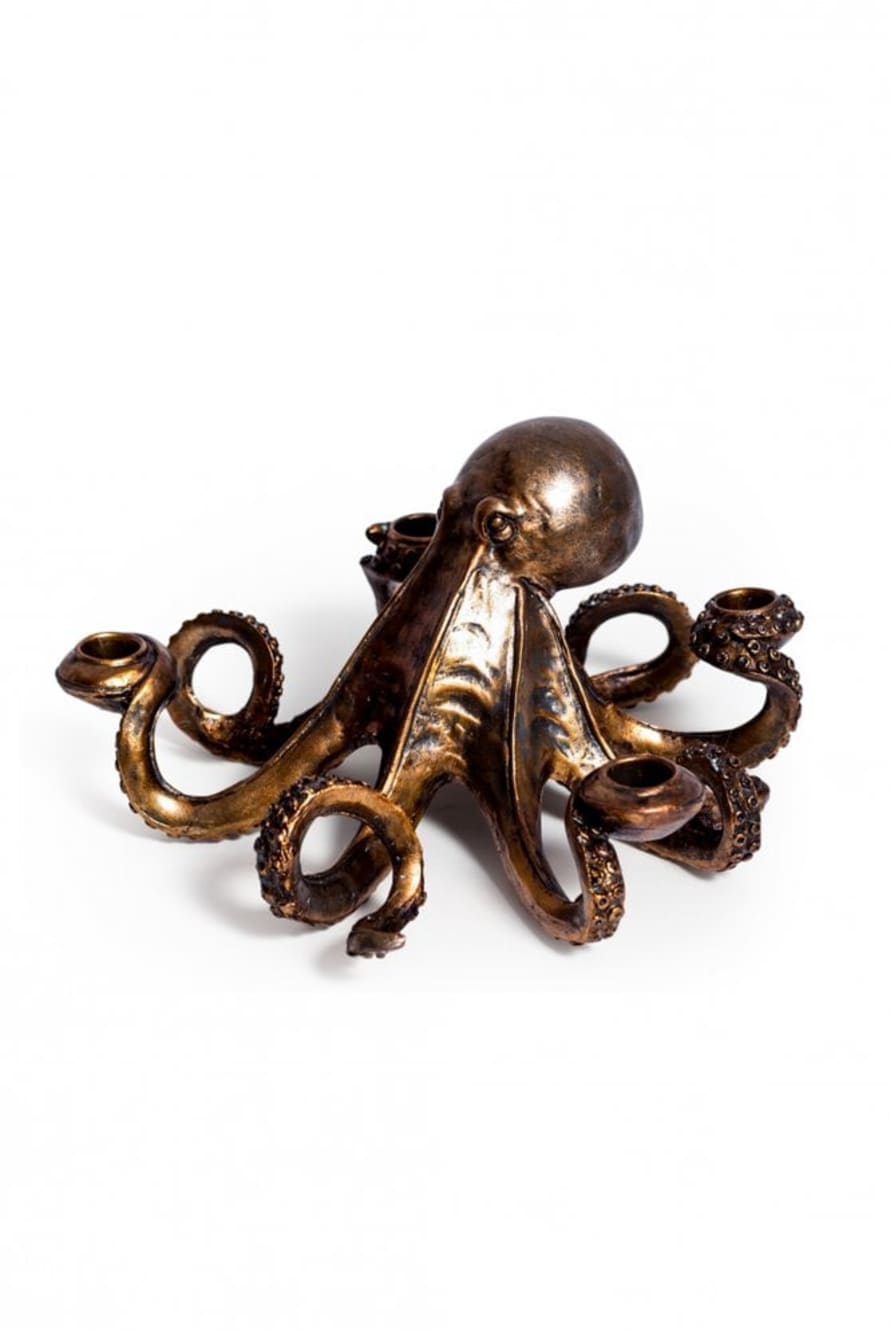 The Home Collection Bronze Octopus Antique Candlestick Holder