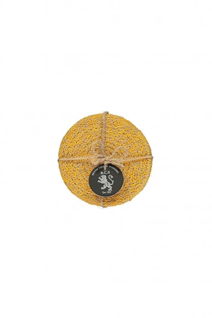 Woven Jute Coasters Set Of 4 In Indian Yellow