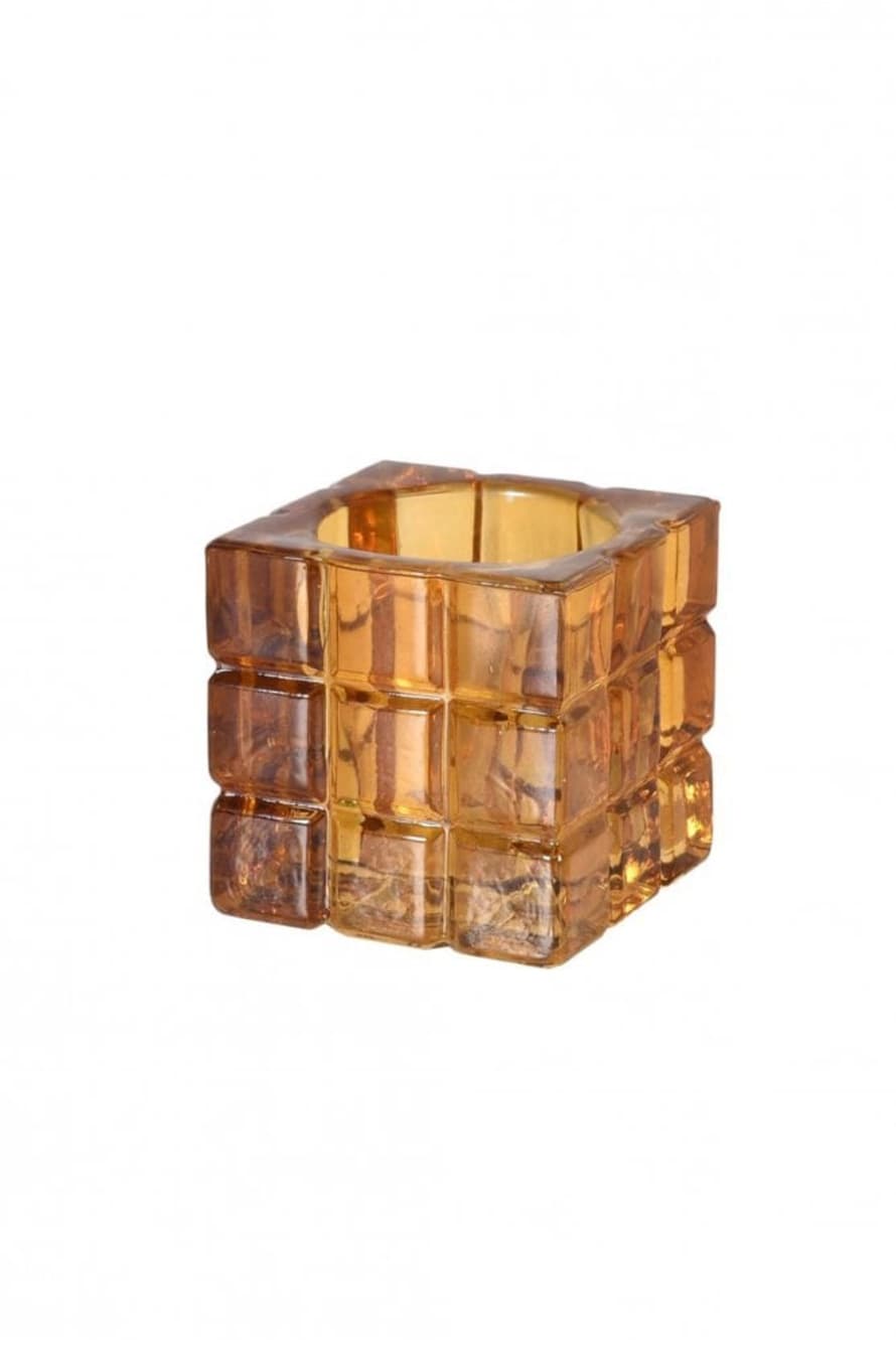 The Home Collection Amber Cube Candle Holder