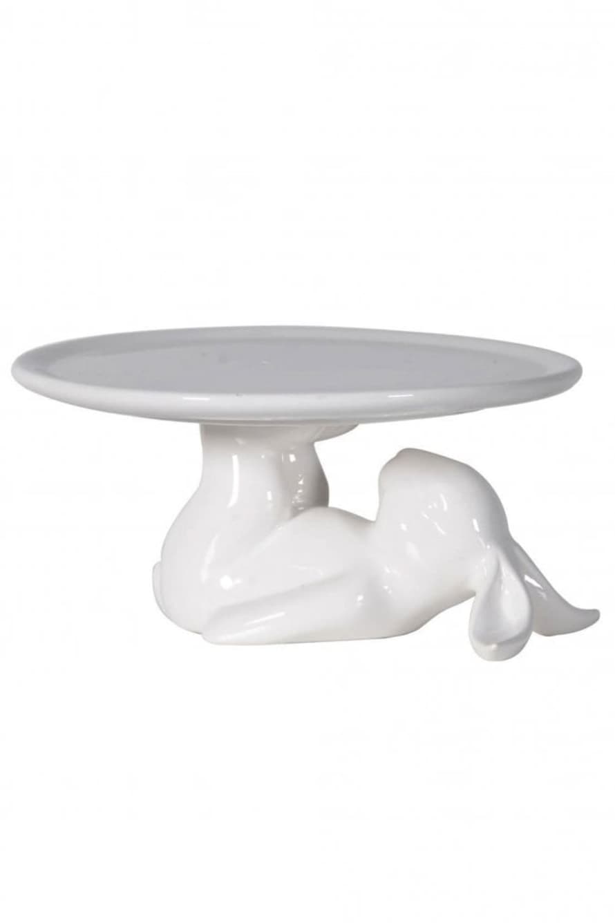 The Home Collection White Ceramic Rabbit Cupcake Plate