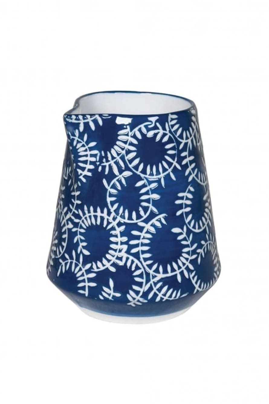 The Home Collection Sprig Print Blue And White Milk Jug