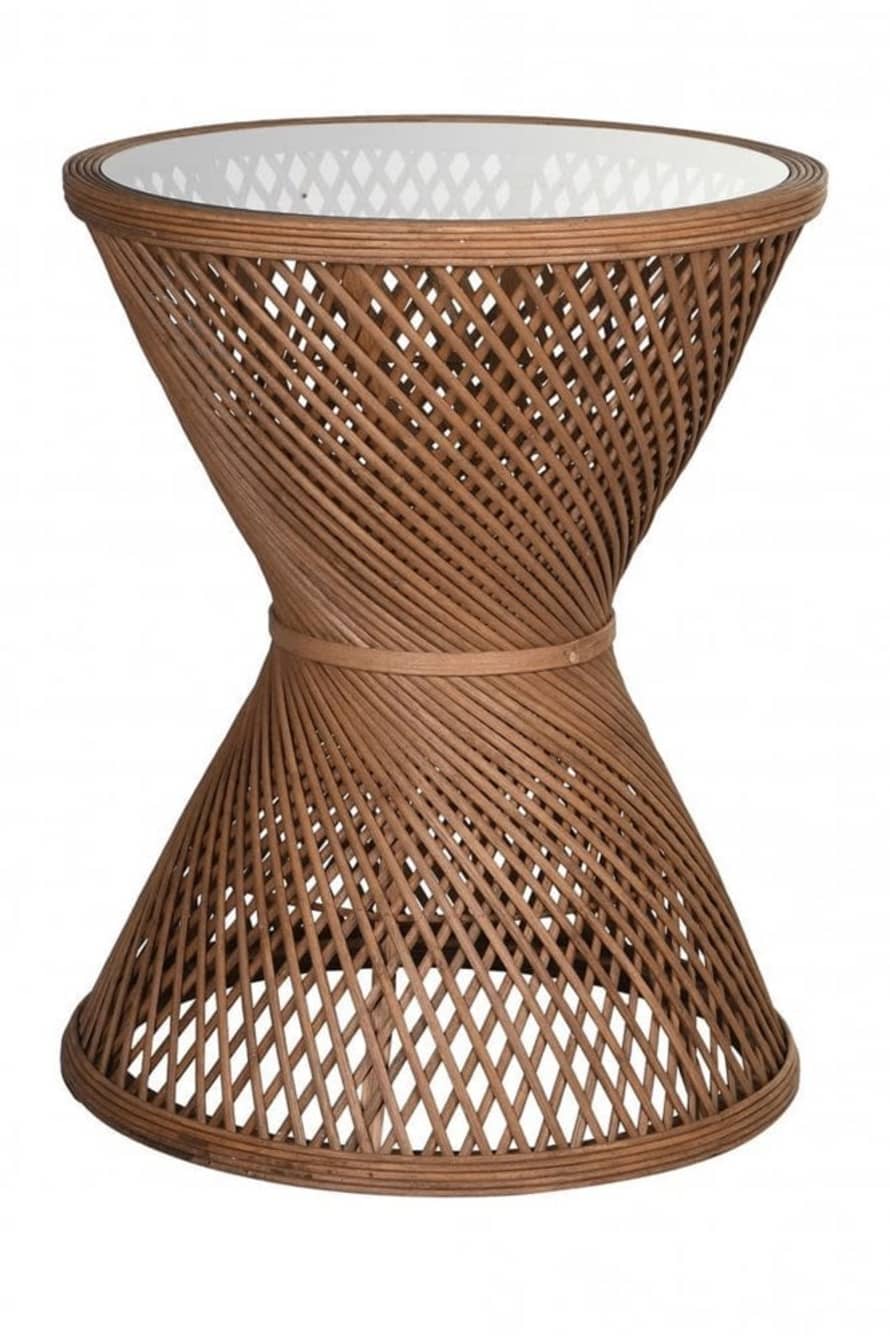 The Home Collection Criss Cross Woven Bamboo Side Table