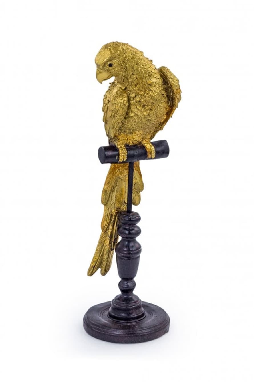The Home Collection Gold Parrot On Perch Figure