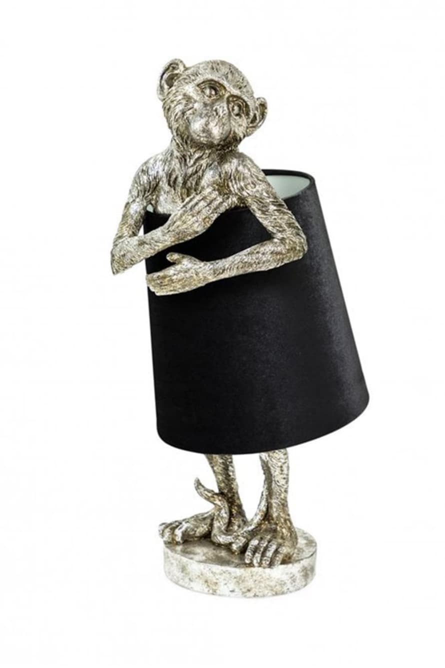 The Home Collection Antique Silver Bashful Monkey Table Lamp With Blac