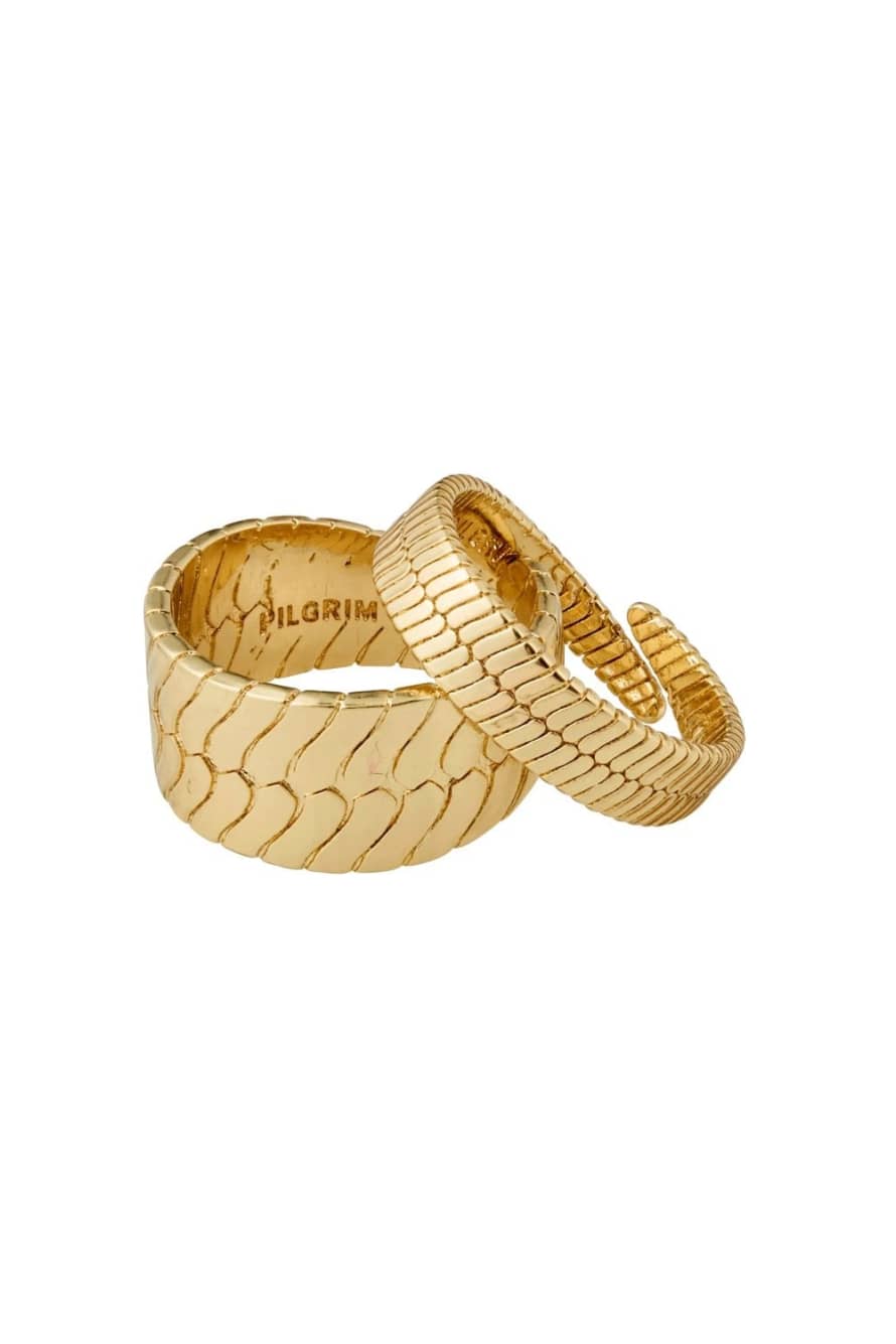 Pilgrim Kelly Snake Chain Rings In Gold