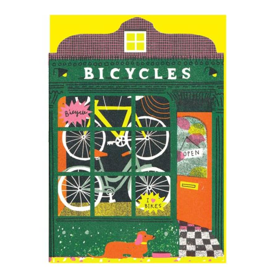 The Printed Peanut Bicycle Shop Die Cut Card