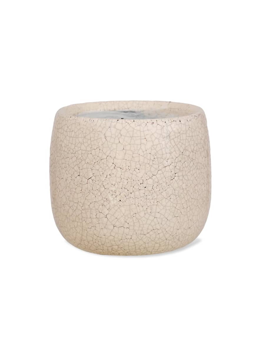 Garden Trading Small Ravello White Crackled Glazed Ceramic Pot
